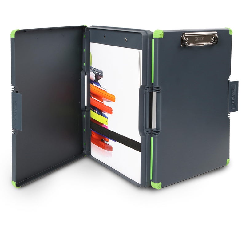 Dexas Duo Clipcase, Double Sided Clipboard Design, Portable Clipboards 13â€x10â€ Gray/Green, Combine Style and Functionality Office Supplies for Nursing, School, Work, Trades, Home Office - Image 1